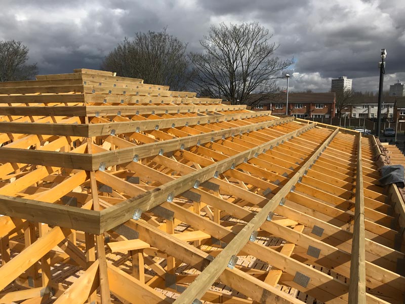 Roof construction on Naylor Street Health Centre Manchester